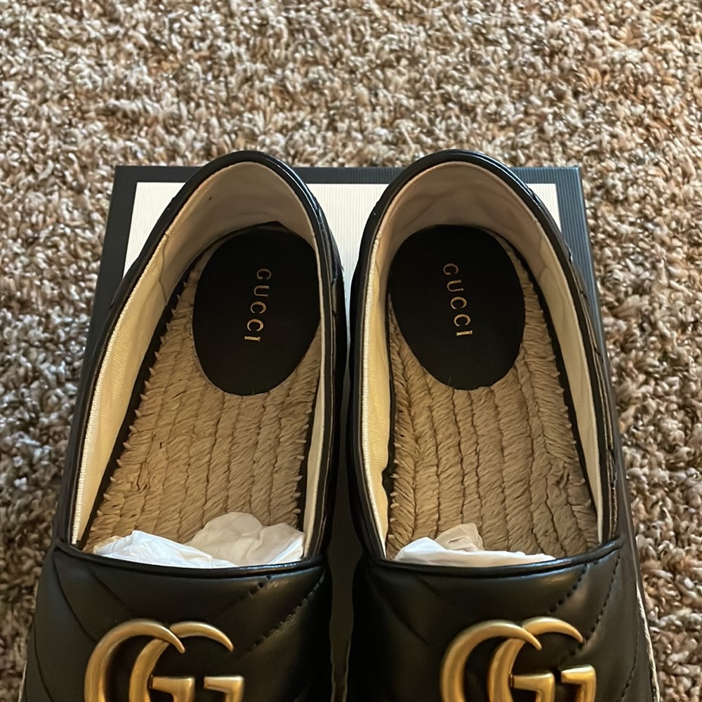 Gucci Espadrilles size 36.5 black with gold double GG - Picture 6 of 10